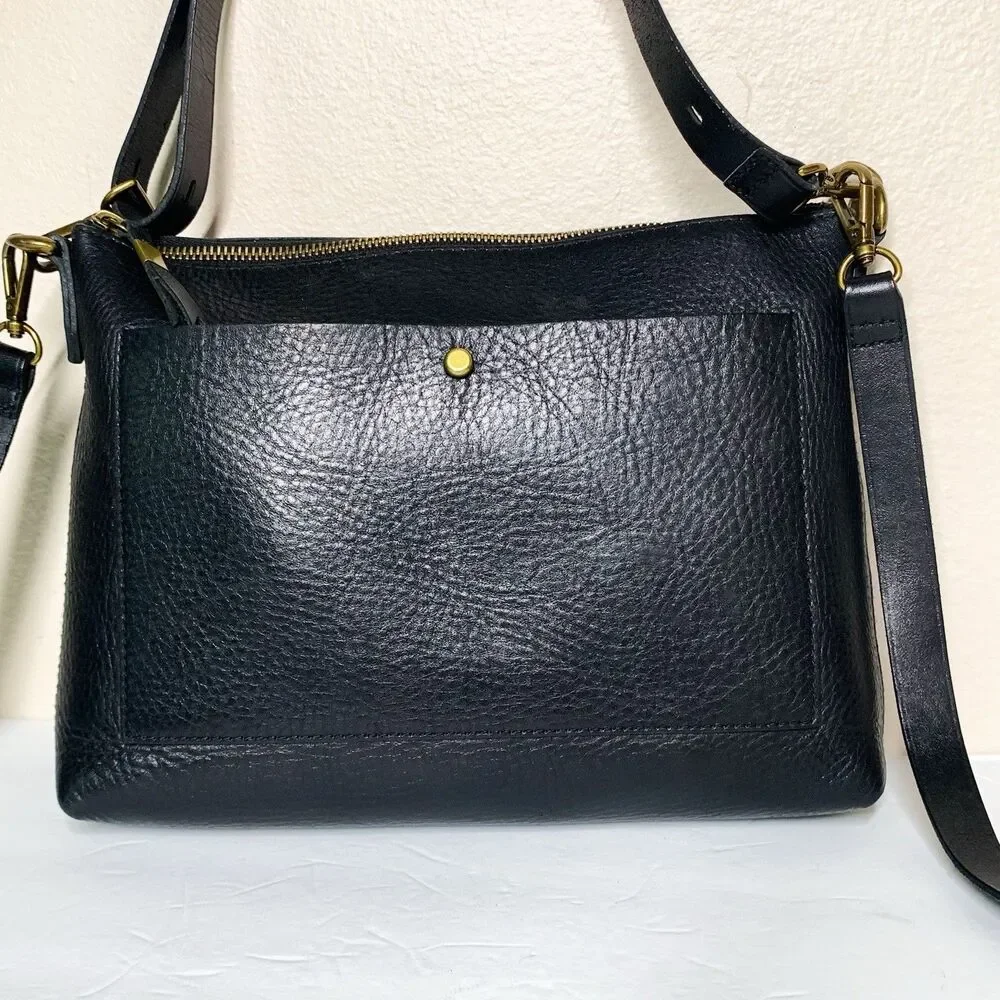 Madewell The Transport Shoulder Crossbody Bag Purse Black Leather NC275 - Picture 4 of 12
